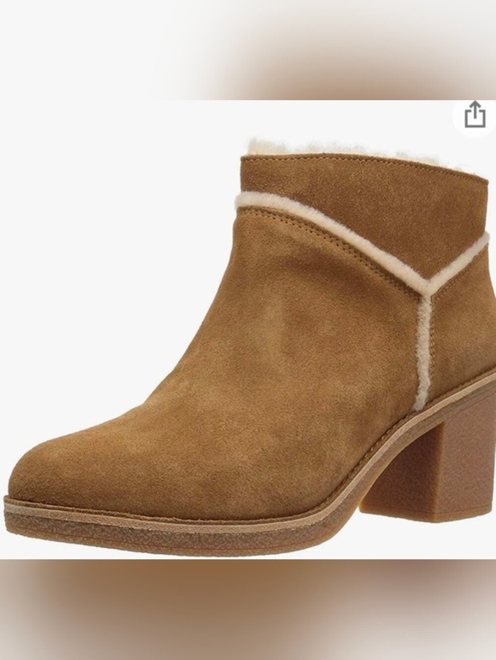 UGG Boots Women's 8.5 Chestnut Brown Suede Kasen Block Heel Sheepskin Lining